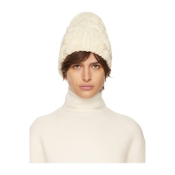 White Cable Knit Beanie 222118F014012