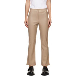 Beige Sublime Faux Leather Trousers 241118F087014