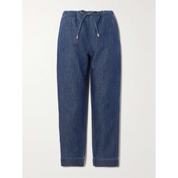 MAX MARA Leisure Pool cotton and linen-blend chambray tapered pants