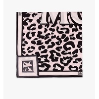 leopard print logo silk scarf