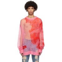 Pink   Red Sheer Sweater 241152M201002