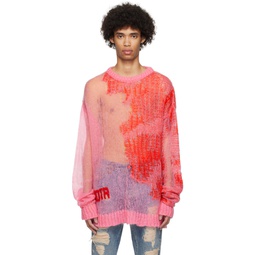 Pink   Red Sheer Sweater 241152M201002