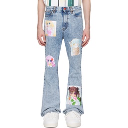 Blue Anime Patch Jeans 241152M186002