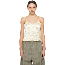 Off White Crinkled Camisole 241512F111000