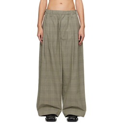 Taupe Check Trousers 241512F087004