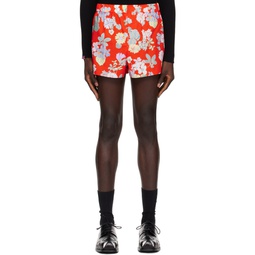 Red Floral Shorts 241512M193000
