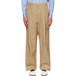 Tan Pleated Trousers 232512M191002