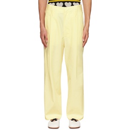 Yellow Pleated Trousers 232512M191000