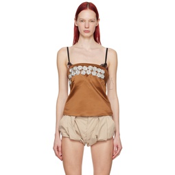 Brown Crystal Camisole 241512F111001