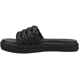 MIA Womens Bri Braided Platform Slide Athletic Sandals Casual - Black