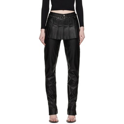 Black Renn Faux Leather Miniskirt 231224F090008
