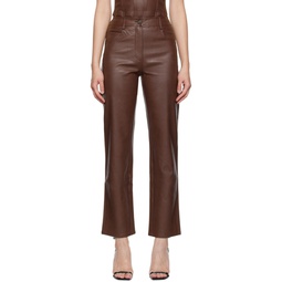 Brown Junior Faux Leather Pants 222224F084000