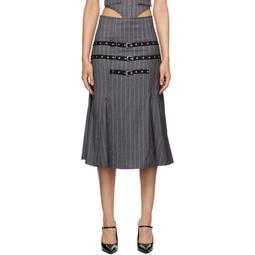 Gray Gaudi Midi Skirt 232224F092015