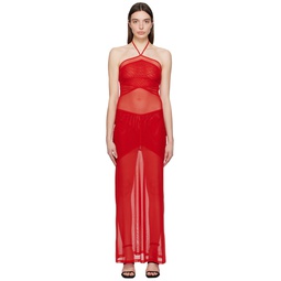 Red Serena Maxi Dress 241224F055007