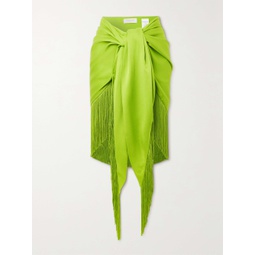 MICHAEL KORS COLLECTION Asymmetric fringed satin skirt