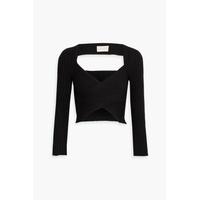 Cropped cutout ribbed-knit top