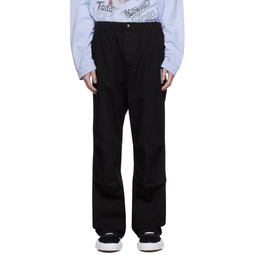 Black Tucked Trousers 241551M191000