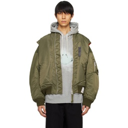 Khaki Double Armhole Bomber Jacket 241551M175000