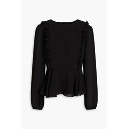 Ruffle-trimmed crepe blouse