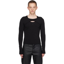 Black Layered Long Sleeve T Shirt 232937M213005