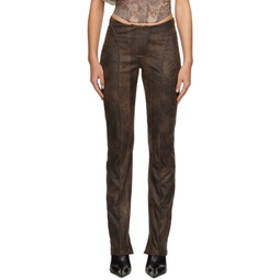 Brown Harley Faux Leather Trousers 241937F087017