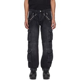 Black Harness Cargo Pants 241937M186000