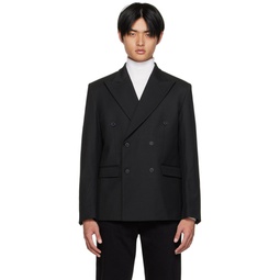 Black Double Breasted Blazer 222937M195002