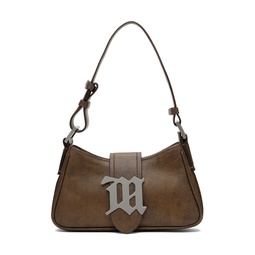 Brown Small Leather Shoulder Bag 241937F048018