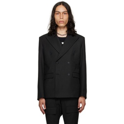 Black Double Breasted Blazer 232937M195002