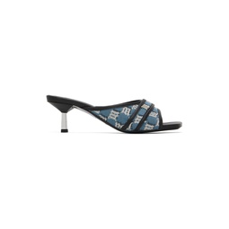 Blue Slip On Heeled Sandals 231937F125000