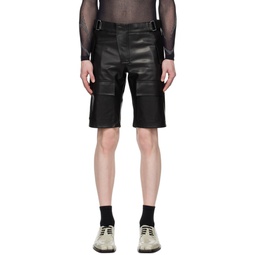 Black Moto Faux Leather Shorts 231937M189007