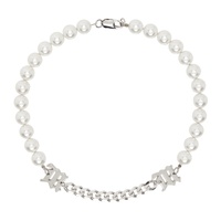 White & Silver Curb Chain Choker 231937M145004