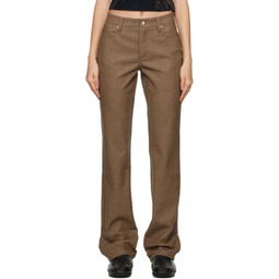 Brown Straight Faux-Leather Pants 222937F087008
