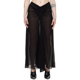 Black Ruched Maxi Skirt 241937F093001