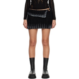 Black Waxed Miniskirt 232937F090001