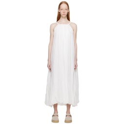 White Wrinkle Midi Dress 231239F054011