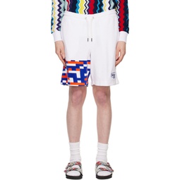White Embroidered Shorts 231884M193003