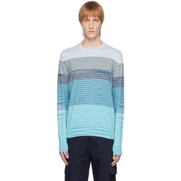 Blue Striped Sweater 231884M201001