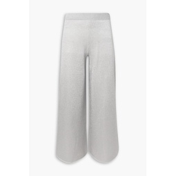 Metallic wool-blend wide-leg pants