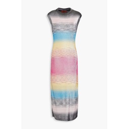 Metallic space-dyed knitted midi dress