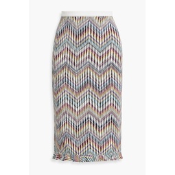 Ruffled crochet-knit cotton-blend skirt