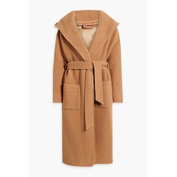 Wool-blend boucle hooded coat