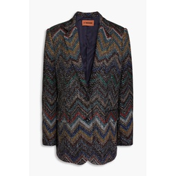 Embellished intarsia-knit blazer