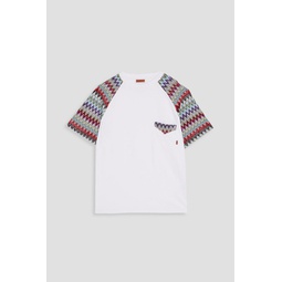 Crochet-trimmed cotton-jersey T-shirt