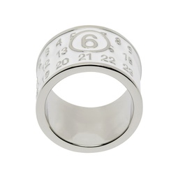 Silver   White Wide Logo Ring 241188M147014