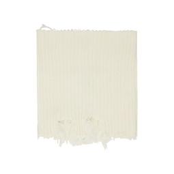 Off White Ribbed Scarf 231188F028003