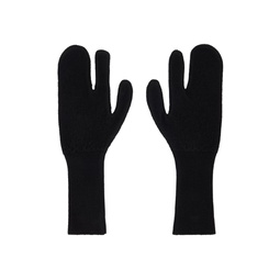 Black Felted Knit Gloves 232188F012002
