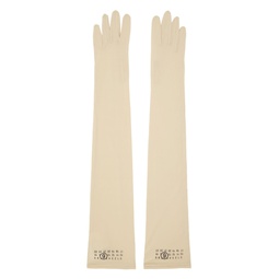 Beige Printed Gloves 231188F012008