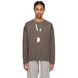 Taupe Backstage Pass Long Sleeve T Shirt 241188M213014