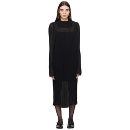 Black Sheer Midi Dress 241188F054000